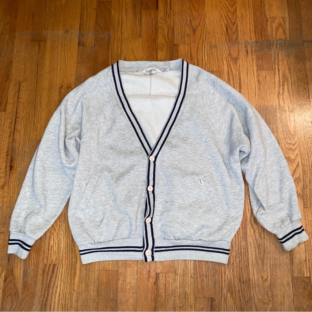 Dior Gray Cardigan with Black Trim